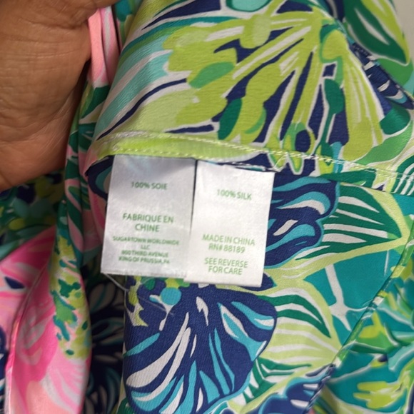 Lilly Pulitzer Shea Silk Tunic Top, Multi Island Escape XS - Picture 9 of 13